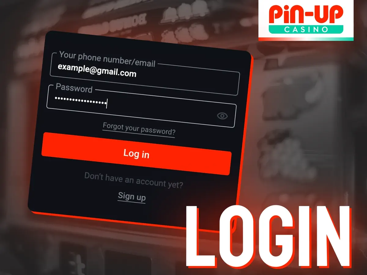 Pin-Up login form with phone number and password fields